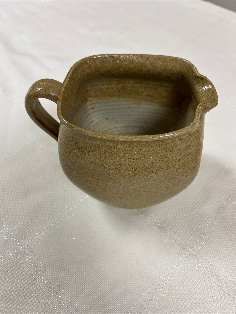 Handmade vintage Stoneware Creamer Pitcher in Olive Brown image 4